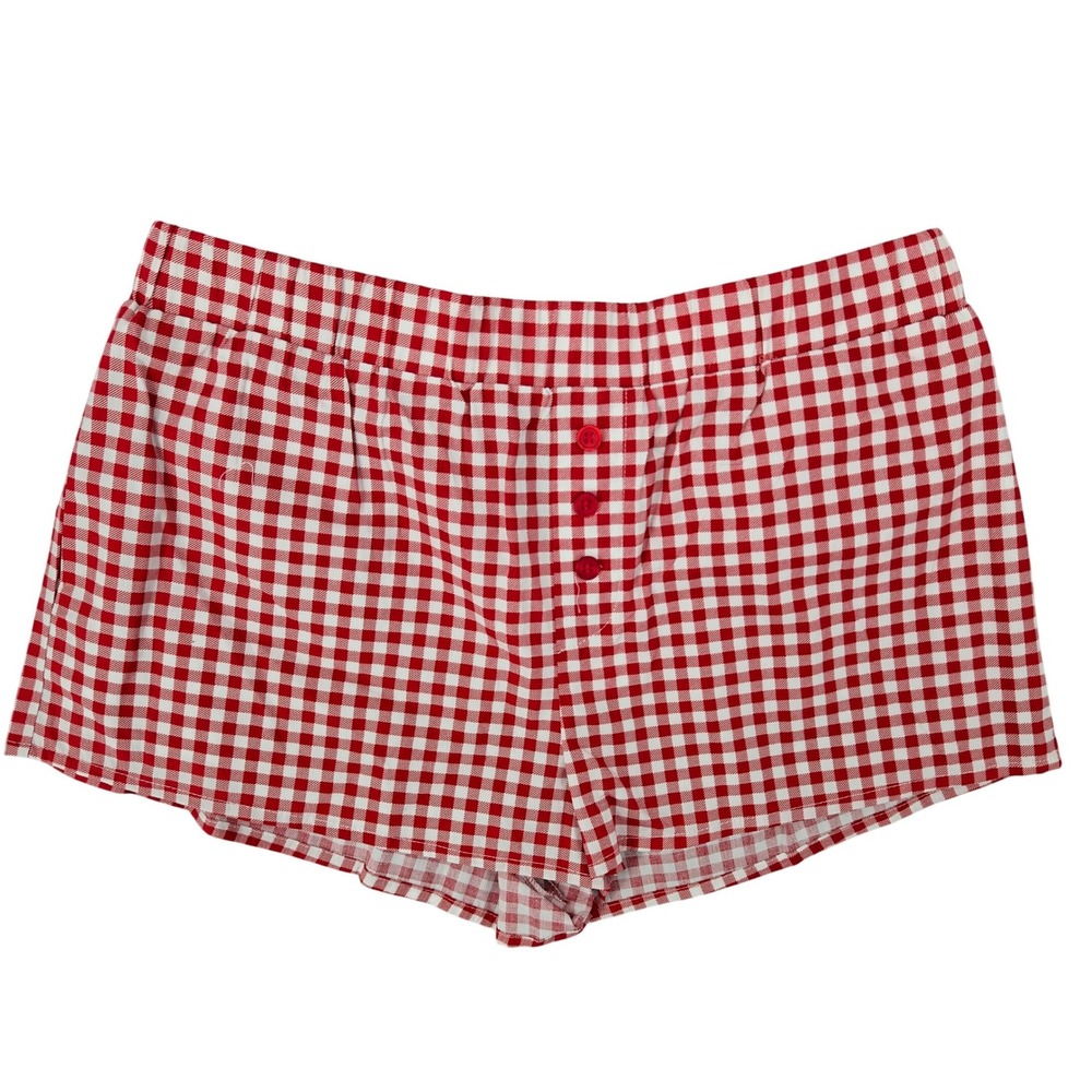 Forever 21 New MEDIUM Gingham Pull On Shorts Womens Red White Cottagecore Picnic